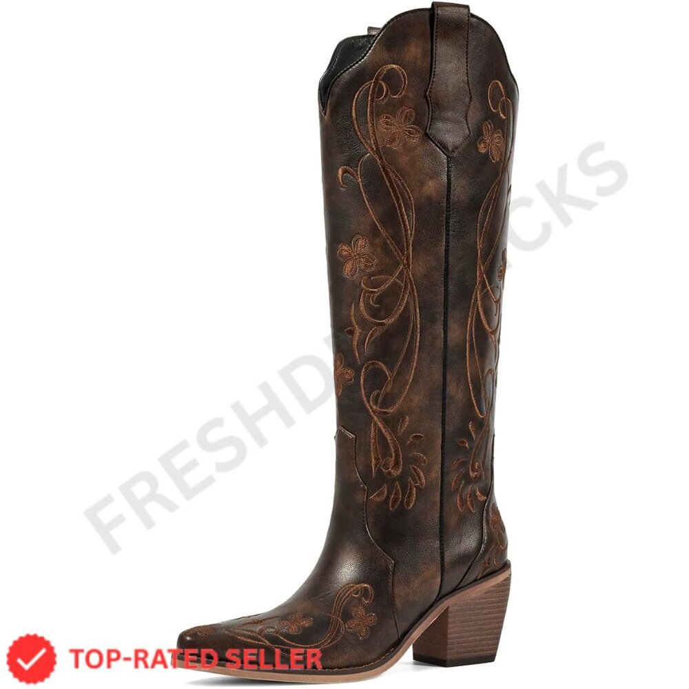 Brand New Wetkiss Boots 6 Brown Floral Heels
